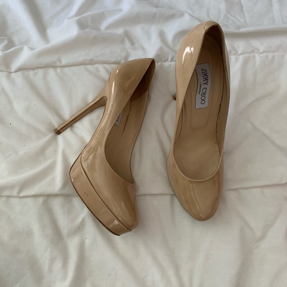 Jimmy Choo Patent Leather Nude a High Pumps